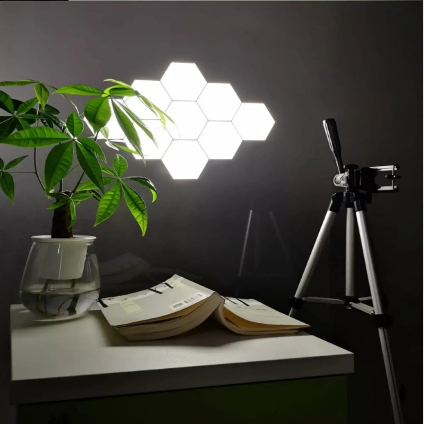 Hexagonal touch LED wall light